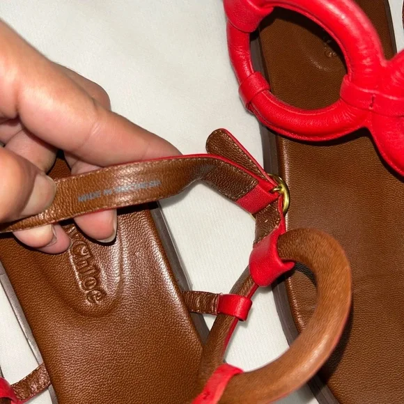 See by Chloe red leather sandals - Picture 4 of 10